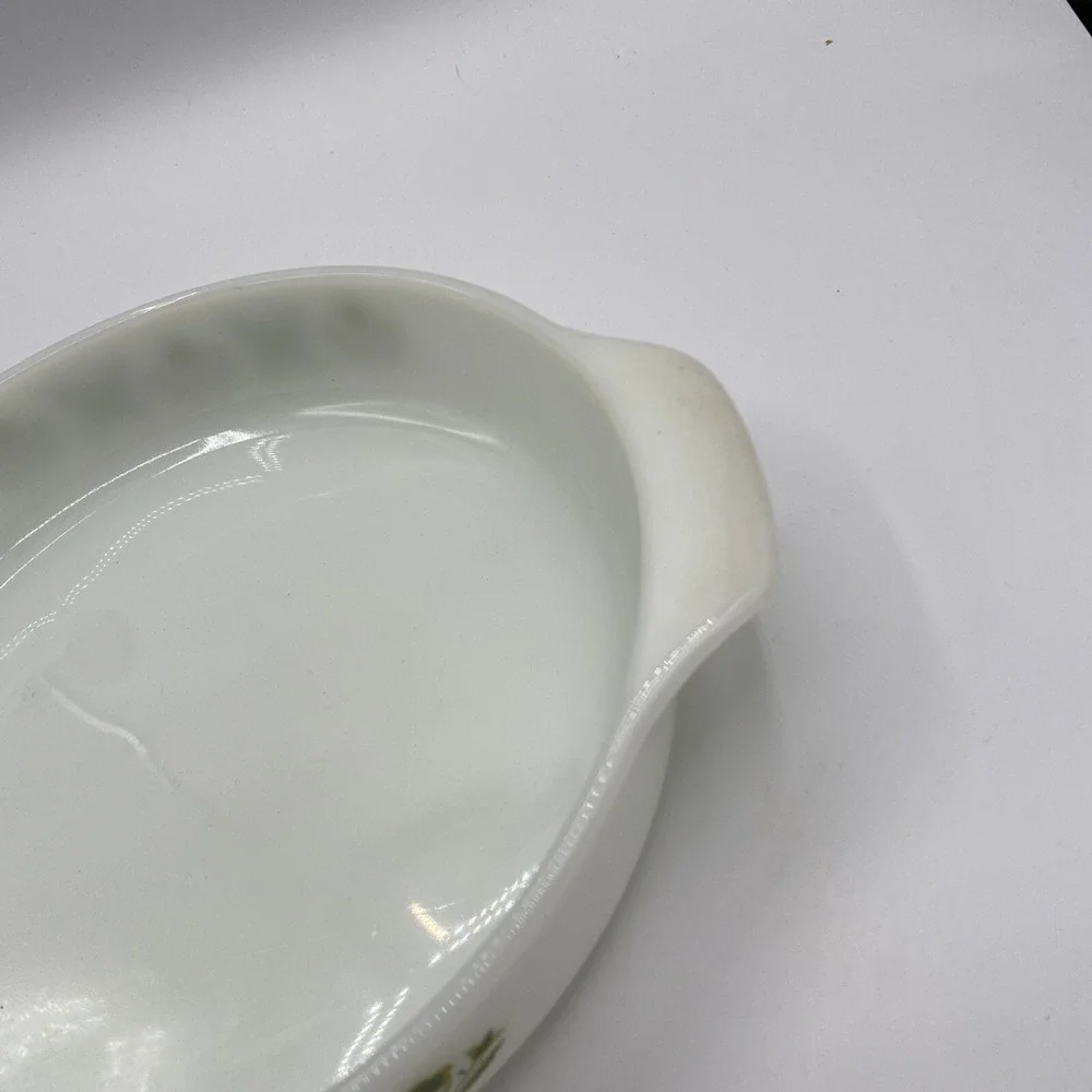 Anchor Hocking Round Handled Baking Deep Pie Dish #429 Green Meadow 9